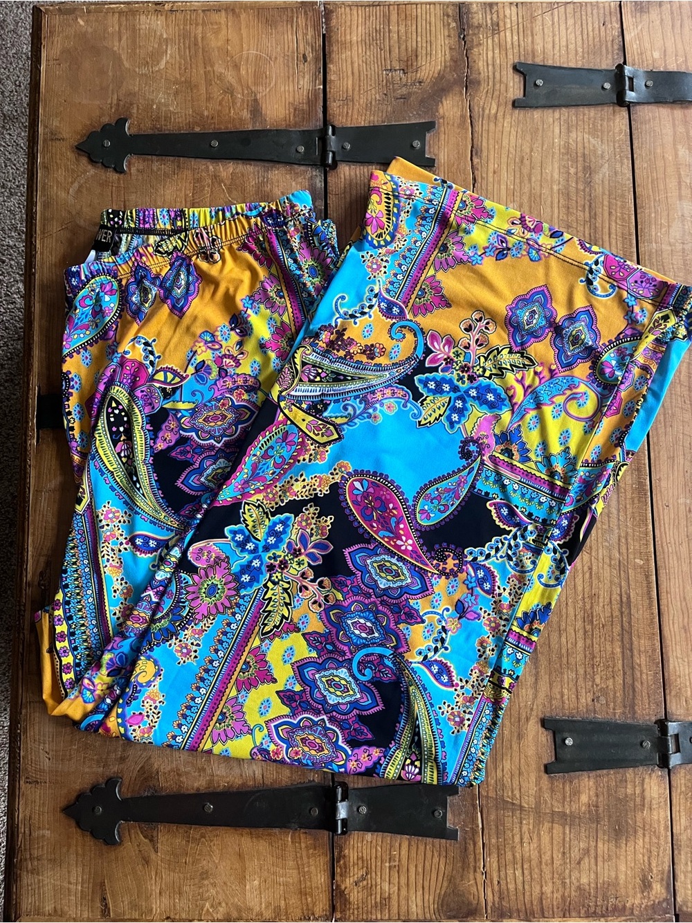 Marc Bouwer Neon Paisley Wide Leg Palazzo Pants